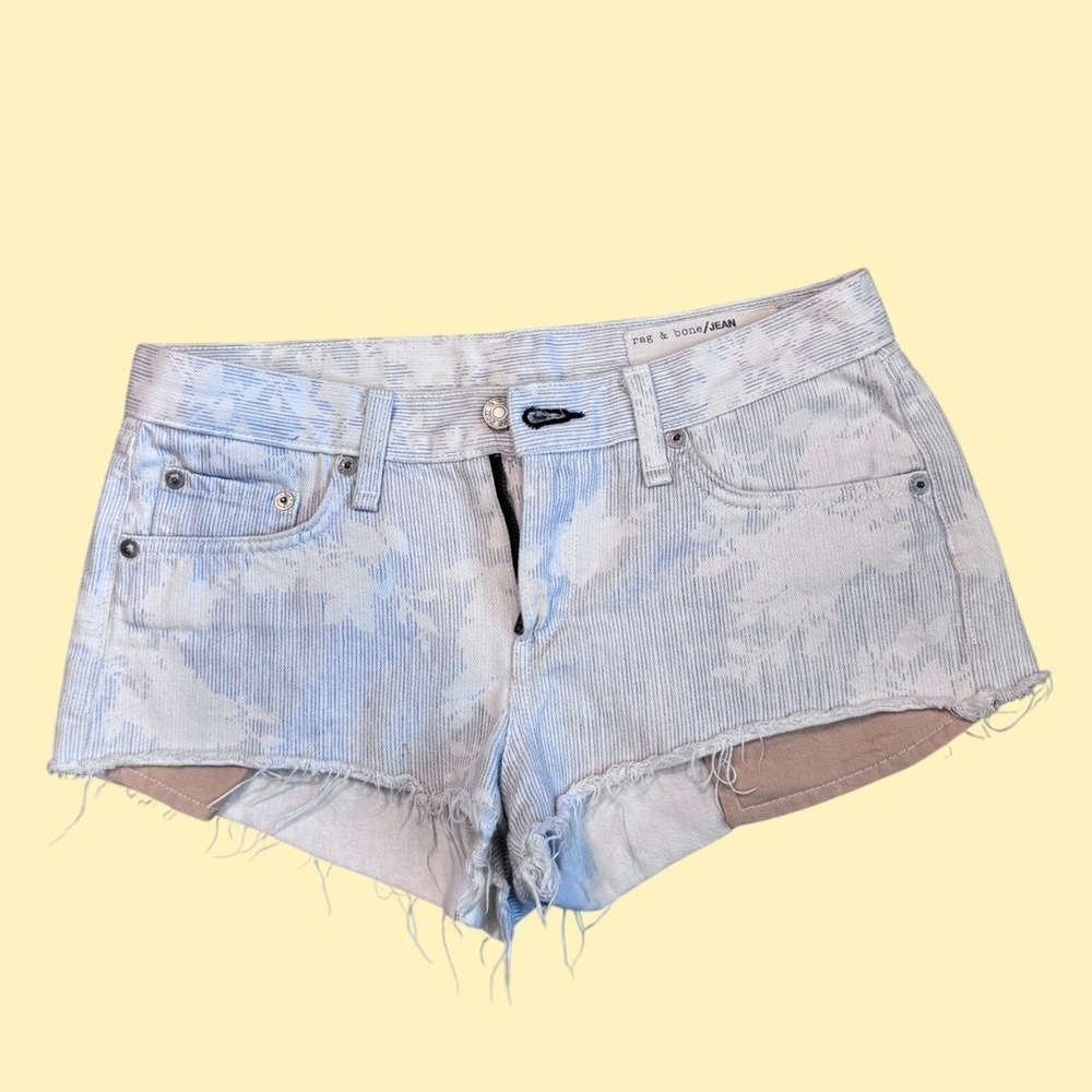 Rag & Bone Cut Off Shorts Women 25 Blue Kahuna Print Pinstripe Exc J1010